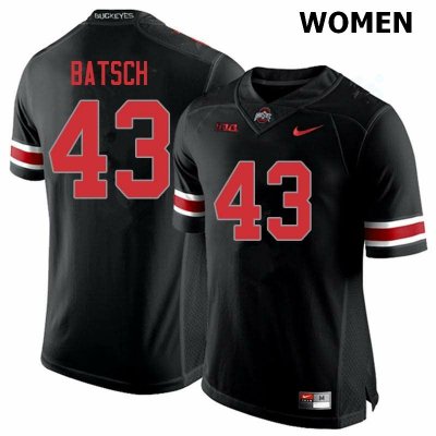 Women's Ohio State Buckeyes #43 Ryan Batsch Blackout Nike NCAA College Football Jersey Black Friday MXY0744NY